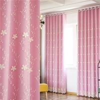 韩式蕾丝窗帘加厚成品遮光双层绣花粉色公主风窗帘纱卧室客厅婚房