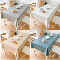 北欧棉麻长方形家用防水防油免洗台布亚麻纯色餐桌布布艺茶几