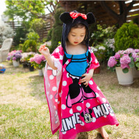 纯棉卡通儿童浴巾全棉毛巾料带帽斗篷宝宝披风婴儿浴袍套头浴衣