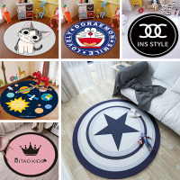 可擦洗圆形地毯卧室少女ins 风吊篮转椅垫子儿童房间可爱卡通