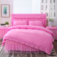 公主蕾丝花边纯色清新单双人学生宿舍被套