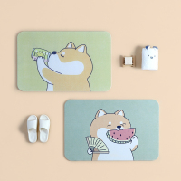 卡通萌趣柴犬硅藻泥脚垫卫生间门垫硅藻土吸水速干浴室防滑垫