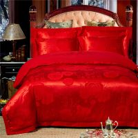 档提花纯棉四件套刺绣被套全棉床单结婚庆欧式床上用品