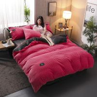 ins加厚珊瑚绒法莱绒亲肤绒四件套宝宝绒床单床笠式三件套单床笠