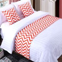 宾馆酒店床上用品布草宾馆床尾巾酒店床旗床尾垫桌旗床盖|波浪橘色 1.2米床(50*cm)