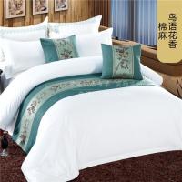 床尾巾酒店宾馆民宿床上用品新中式床旗床尾垫床尾旗床盖抱枕|鸟语花香 靠垫套带芯另拍*单个(高弹棉)