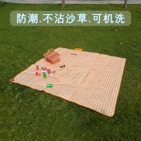 野餐垫春游野餐布户外便携防水野炊地垫郊游加厚黄格ins风防潮垫