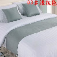 宾馆酒店床上用品布草床尾巾床旗床尾垫装饰条支持|浅灰色03#(棉麻) 推荐★(靠垫套)+(枕芯)一个