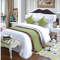 星级宾馆酒店民宿床用中床尾巾床旗床尾垫床盖可|绿色-亚麻 1米床50*160
