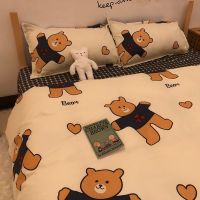 ins可爱小熊被套四件套少女卡通1.5学生宿舍三件套单人床上用品