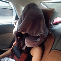 超大连帽记忆棉u型枕可拆洗旅行护颈枕午睡枕头带帽遮光便携