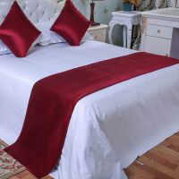 床旗床尾巾奢华酒店宾馆家用民宿北欧式简约现代新中式床盖垫|酒红色纯色006 同款抱枕套+枕芯(一个)