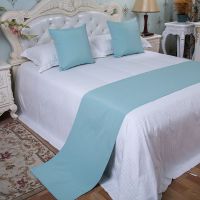 床旗床尾巾奢华酒店宾馆家用民宿北欧式简约现代新中式床盖垫|浅蓝色纯色008 同款抱枕套+枕芯(一个)