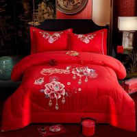 加厚保暖磨毛刺绣大红婚庆喜被结婚被子双人婚嫁被芯被褥床上用品