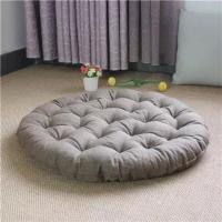 亚麻布坐垫可盘腿日式纯色榻榻米地垫子打坐加厚飘窗软透气垫|卡其色 55X55cm