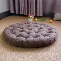 亚麻布坐垫可盘腿日式纯色榻榻米地垫子打坐加厚飘窗软透气垫|咖啡色 45x45cm