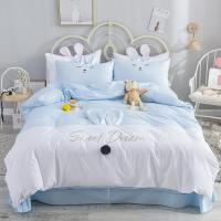 ins全棉韩式网红少女心公主立体兔耳朵床上四件套纯棉单人三件套