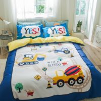 全棉卡通四件套大版花男孩恐龙纯棉斜纹可爱儿童女孩床单被套床上