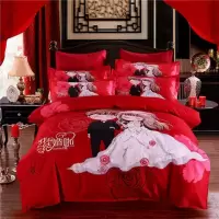 结婚四件套大红婚房冬双人纯棉加厚被套卡通情侣床上用品新款