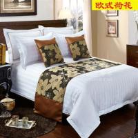 宾馆酒店床上用品宾馆床尾巾床旗欧式床尾垫床盖桌旗装饰条|欧式荷花 1米床(50*160)