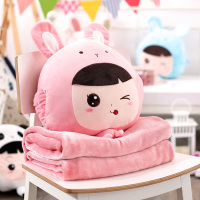 卡通午睡抱枕被 毛毯靠枕办公室抱枕被子两用小盖毯空调被