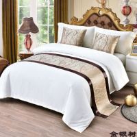 棉麻纯色床尾巾宾馆酒店床上用品欧式床旗床尾垫床盖桌旗|金银树 抱枕48x48不含芯一个