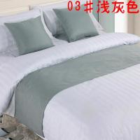 宾馆酒店床上用品布草床尾巾床旗床尾垫装饰条支持|浅灰色03#(棉麻) 推荐★(靠垫套)+(枕芯)一个