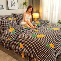 加厚保暖金貂绒四件套加绒珊瑚绒床上貂狐绒法兰绒四件套被套床单