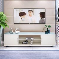 电视柜简约现代钢化玻璃伸缩电视柜茶几组合小户型客厅地柜 组装_B款1.0米 组装_B 组装_B款1.0米暖白+白玻璃