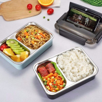 韩式加深成人上班族学生便当盒304不锈钢分格保温饭盒套装2格餐盒