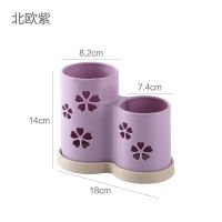 (紫色)1个装|可拆卸塑料沥水双筒筷子架家用筷勺收纳盒厨房餐具收纳筷子筒筷篓