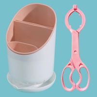 樱花粉+奶瓶夹|多功能宝宝餐具收纳架宝宝奶瓶刷架子塑料沥水架勺子置物架