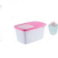 粉色 25斤(关注店铺送量杯)|加厚米桶塑料储米箱面粉桶防虫防潮带盖15斤20斤25斤家用厨房储物