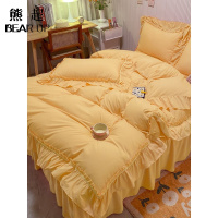 熊起家纺2021韩式公主风四件套床裙款春秋加厚纯棉全棉蕾丝花边防滑被套床品