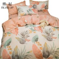 熊起家纺2021北欧简约风ins纯棉床上用品四件套床笠全棉床单三件套被套春秋