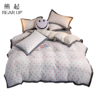 熊起家纺2021牛奶绒拼羊羔绒四件套冬季双面三件套床单法莱被套法兰绒床上用品