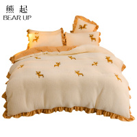 熊起家纺2021羊羔绒珊瑚绒双面加厚法兰绒四件套床品牛奶绒绒冬季床单被套加绒