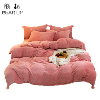 熊起家纺2021网红牛奶贝贝绒四件套冬季加厚保暖双面绒被套水晶法兰绒纯色床单
