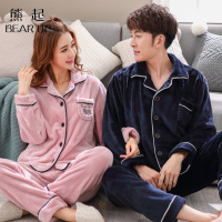 熊起家纺2021睡衣男秋冬季珊瑚绒加厚法兰绒情侣睡衣女士保暖家居服套装可外穿