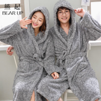 熊起家纺2021秋冬季珊瑚绒睡袍女冬情侣加厚长款美舒绒浴袍男保暖浴衣家居睡衣