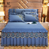熊起家纺2021欧式蕾丝夹棉床裙单件裙式加厚防滑保护床套防尘罩花边床单床罩
