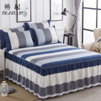 熊起家纺2021纯棉床裙式床罩单件三件套全棉防滑单独床套床单年新款带花边