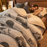 熊起家纺2021北欧牛奶绒双层毛毯冬季办公室午睡沙发小毯子春秋珊瑚绒单人被子