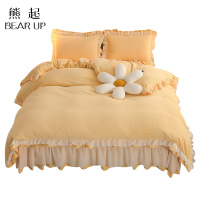 熊起家纺2021冬季加厚牛奶绒床裙床上四件套双面加绒珊瑚绒被套水晶法兰绒床单