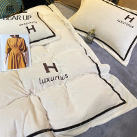 熊起家纺2021冬季加厚牛奶绒四件套轻奢床上用品双面绒保暖被套床笠式床单套件