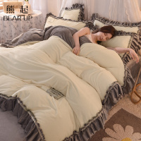 熊起家纺2021北欧风冬季加厚珊瑚绒四件套水晶绒保暖绒法兰绒被套床单床上用品