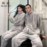 熊起家纺2021秋冬季珊瑚绒情侣睡衣女加厚加绒法兰绒男士休闲家居服套装可外穿