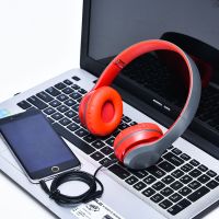 无线头戴式蓝牙耳机游戏电脑手机通用重低音可通话可插卡耳麦 红色[插线耳机-无蓝牙功能]