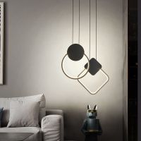 〖工厂直销〗北欧床头灯吊灯单头简约现代长线黑色卧室床头小吊灯V6