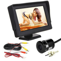 12v汽车倒车影像一体机4.3/5寸显示器前后监控高清夜视摄像头|4.3寸立式屏+打孔后视摄像头